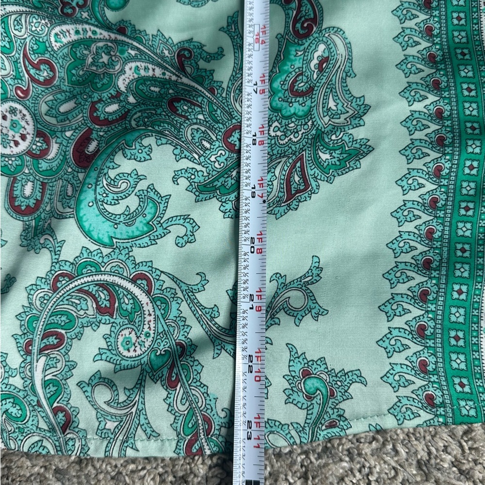 Anthropologie Tiny Kumiko Mix Print Blouse Large teal turquoise embroidered tank - Picture 9 of 12